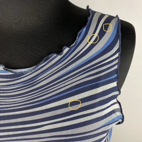 Shein Tank Top Women's Size L US 8 / 10 Marble Print Mesh Cropped Festival Club - Picture 4 of 12